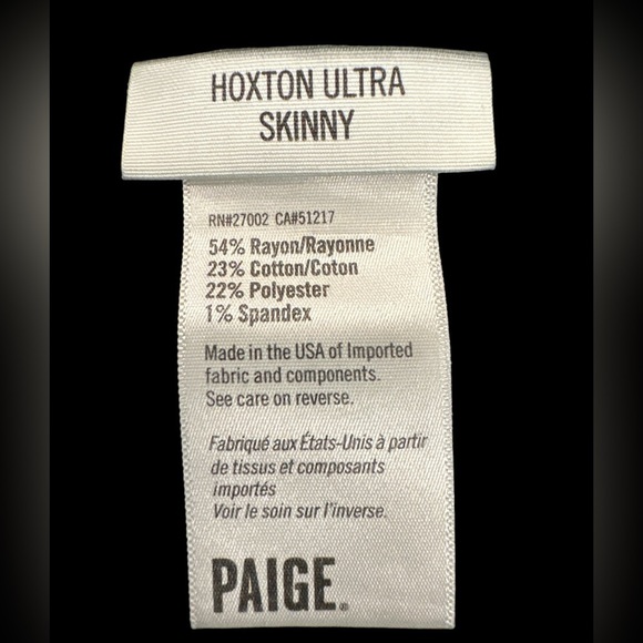 PAIGE Hoxton Ultra Skinny Black Jeans Sz 26 Excellent - Picture 4 of 5